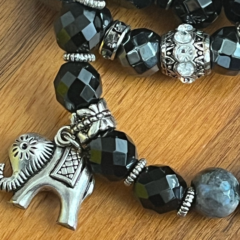 Barb Clawson Designs, Elegant Black Beaded Bracelet Set, NEW - Picture 8 of 11